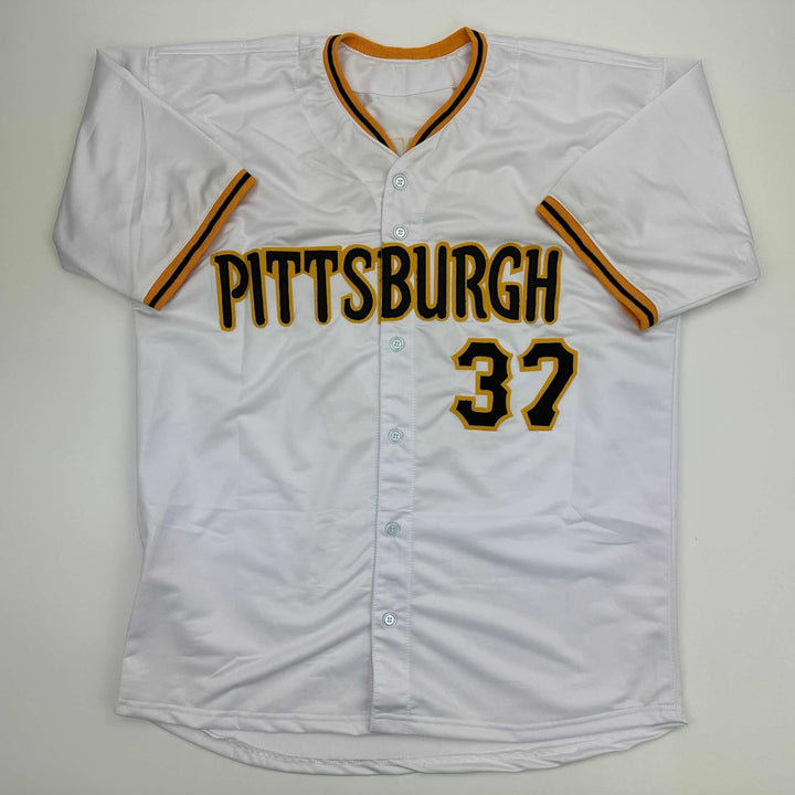 Facsimile Autographed Jared Jones Pittsburgh White Reprint Jersey Size Men's XL