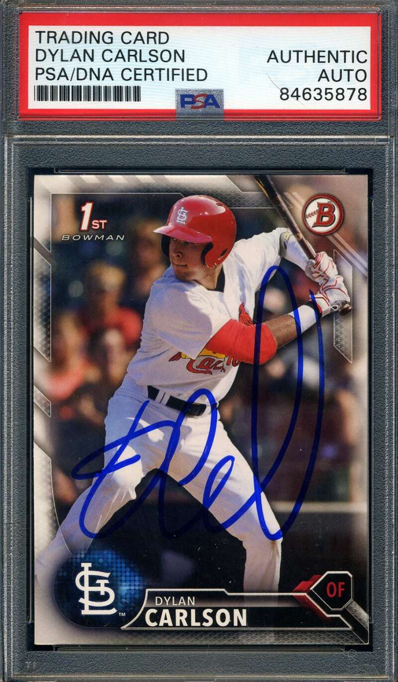 Dylan Carlson PSA DNA Signed 2016 Bowman Rookie Autograph