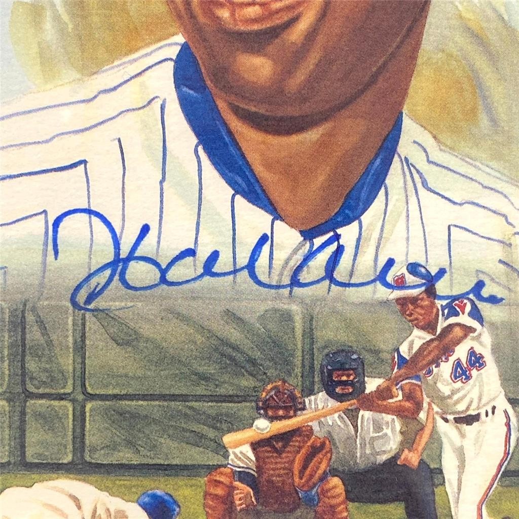 Hank Aaron signed 1989 Perez-Steele Celebration Postcard #1 auto ~ Beckett BAS