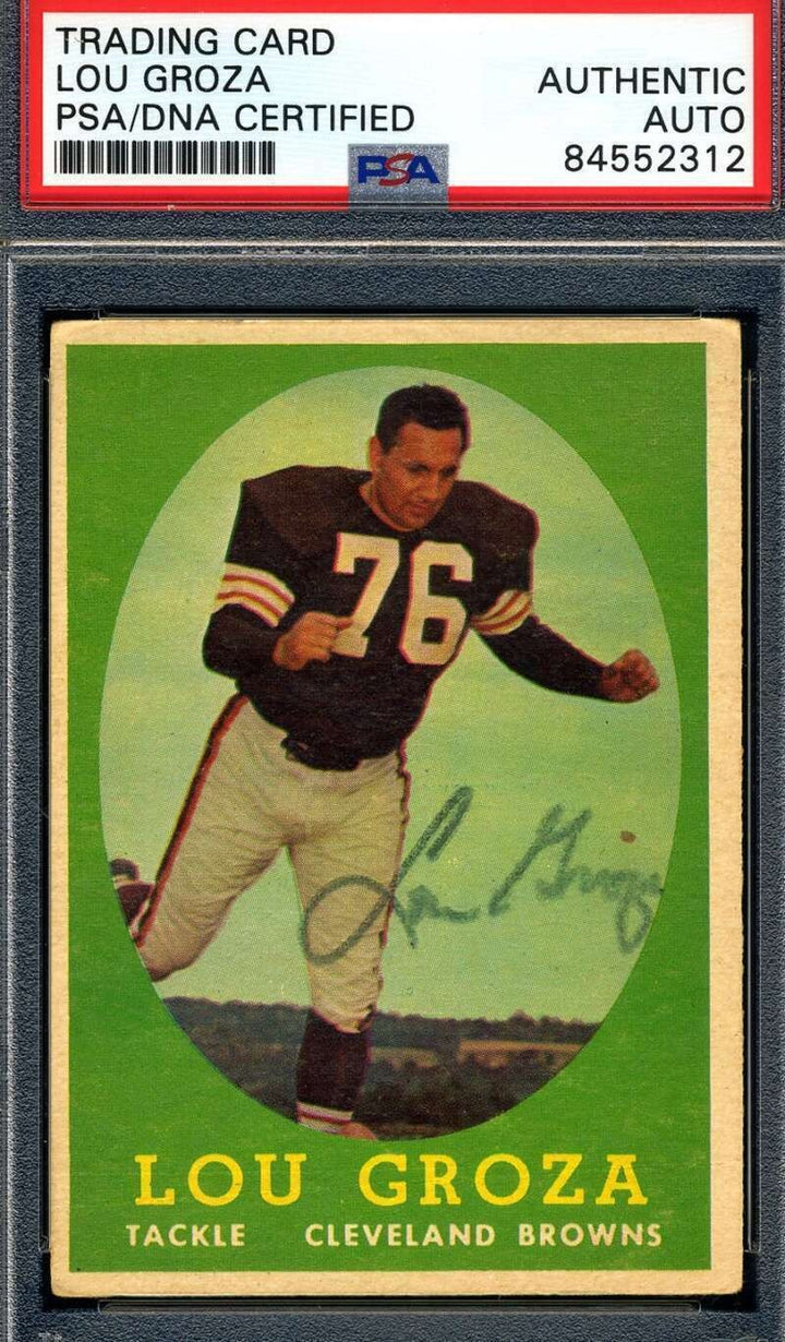 Lou Groza PSA DNA Vintage Signed 1958 Topps Autograph
