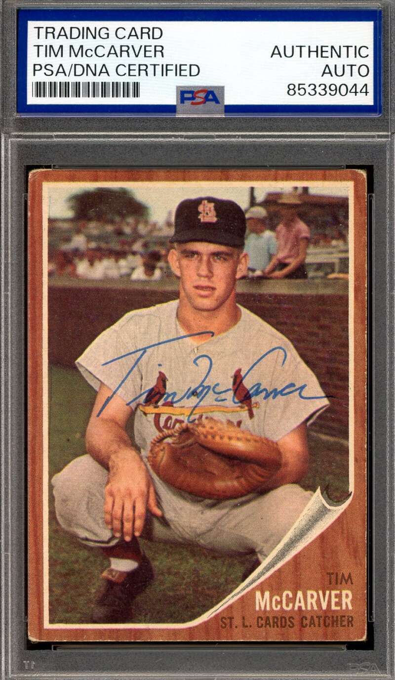 Tim McCarver PSA DNA Vintage Signed 1962 Topps Rookie Autograph