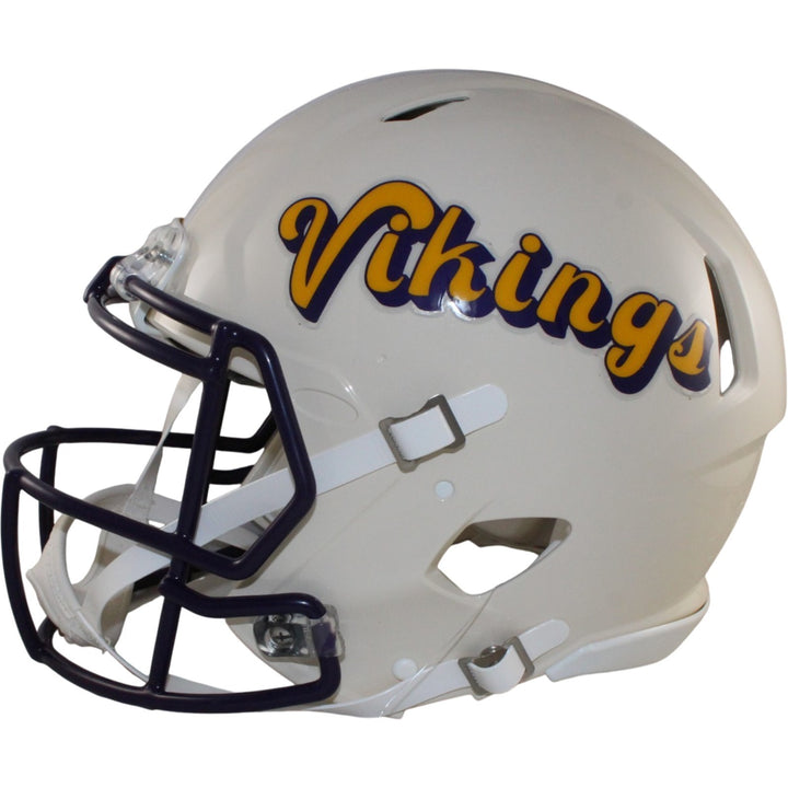 Randy Moss Justin Jefferson Signed Minnesota Vikings Pro Retro Helmet BAS 57974