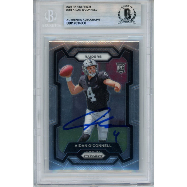 Aidan O'Connell Autographed 2023 Panini #360 Trading Card Beckett 46495