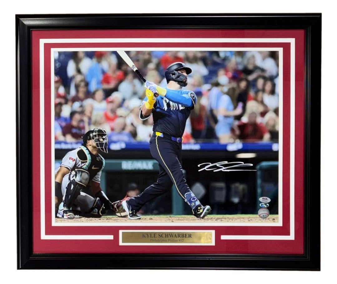 Kyle Schwarber Signed Framed 16x20 Philles City Connect Photo PSA/DNA