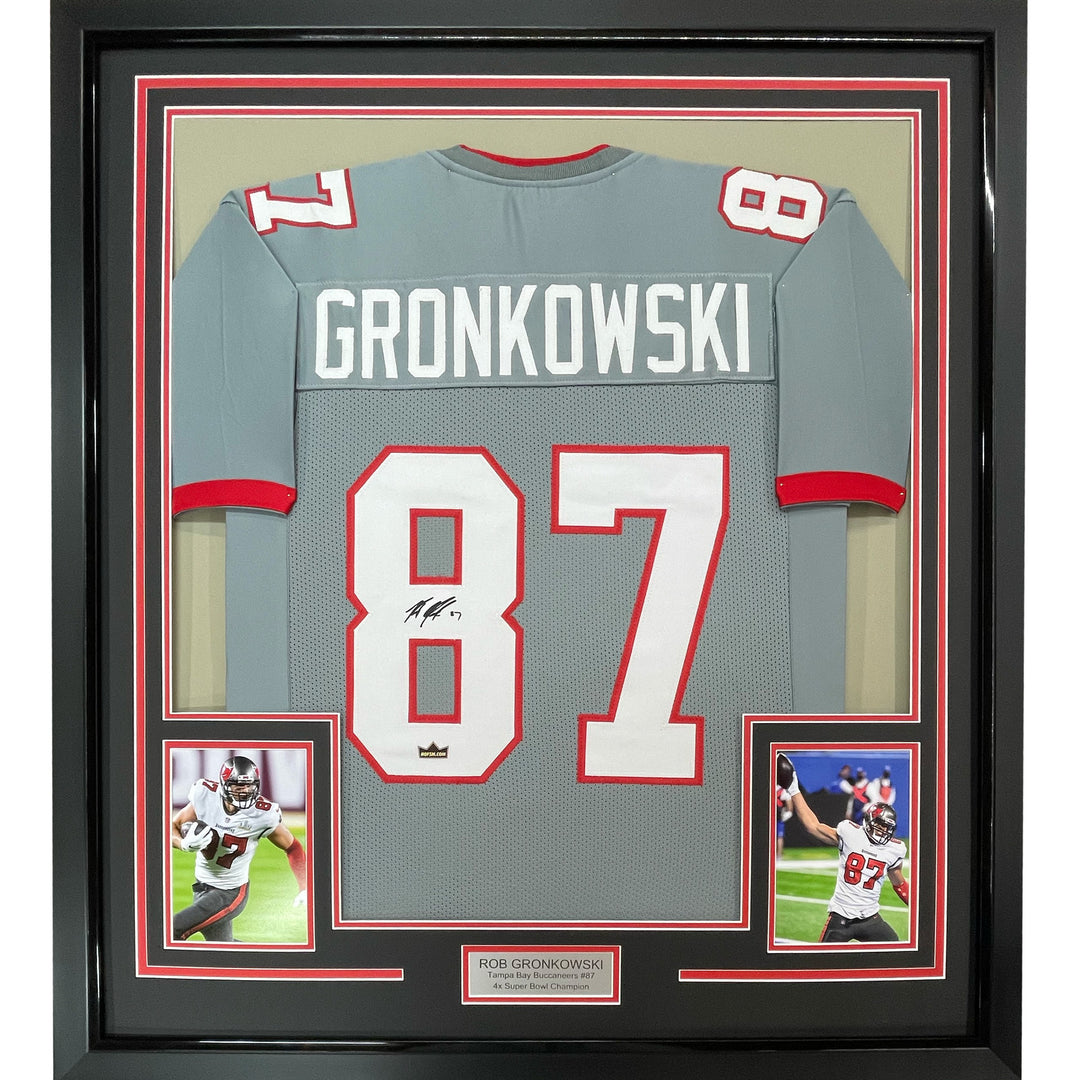 Framed Facsimile Autographed Rob Gronk Gronkowski 33x42 Grey Reprint Laser Auto