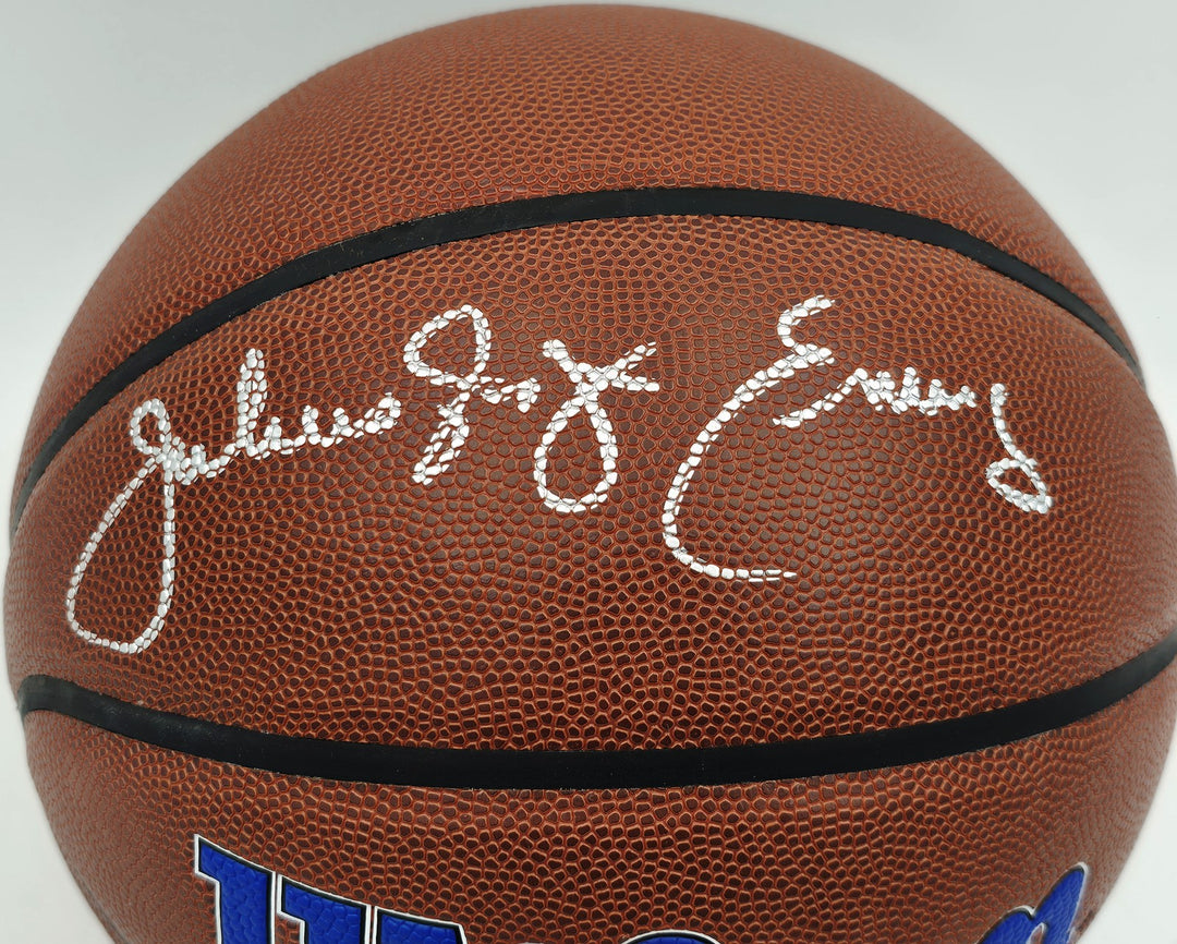 Julius "Dr. J" Erving Signed Composite Leather 76ers Logo Basketball Beckett Wit