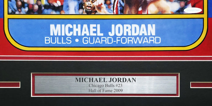 Michael Jordan Auto Signed Framed 1986 Fleer RC 57 Blow Up Poster Bulls UDA Holo