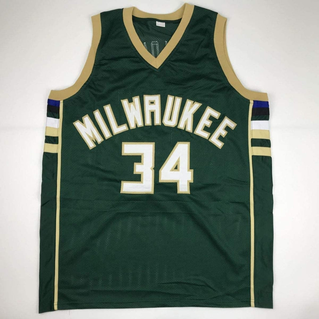 Signed Giannis Antetokounmpo Milwaukee Green Custom Jersey JSA COA