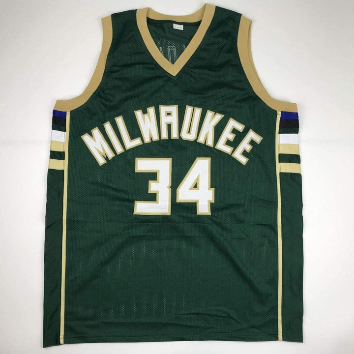 Signed Giannis Antetokounmpo Milwaukee Green Custom Jersey JSA COA