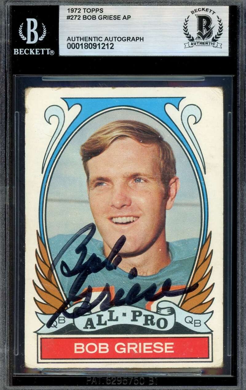 Bob Griese Beckett BAS Signed 1972 Topps All Pro Autograph
