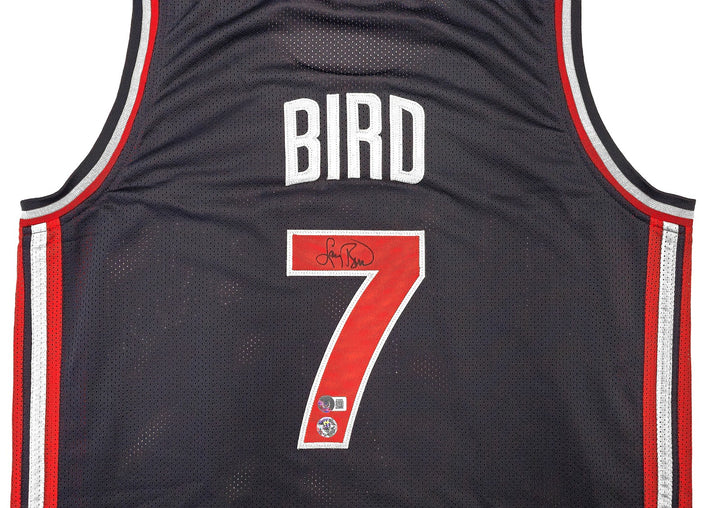 Team USA Larry Bird Autographed Signed Blue Basketball Jersey Beckett