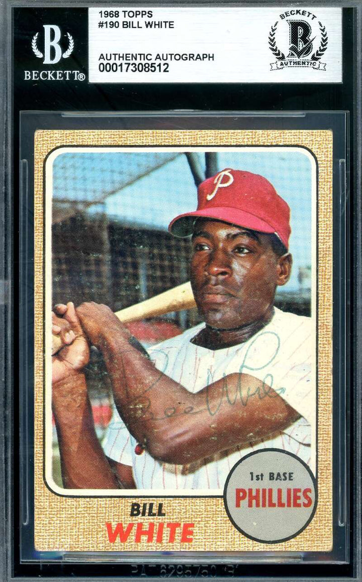 Bill White Beckett BAS Signed 1968 Topps Autograph