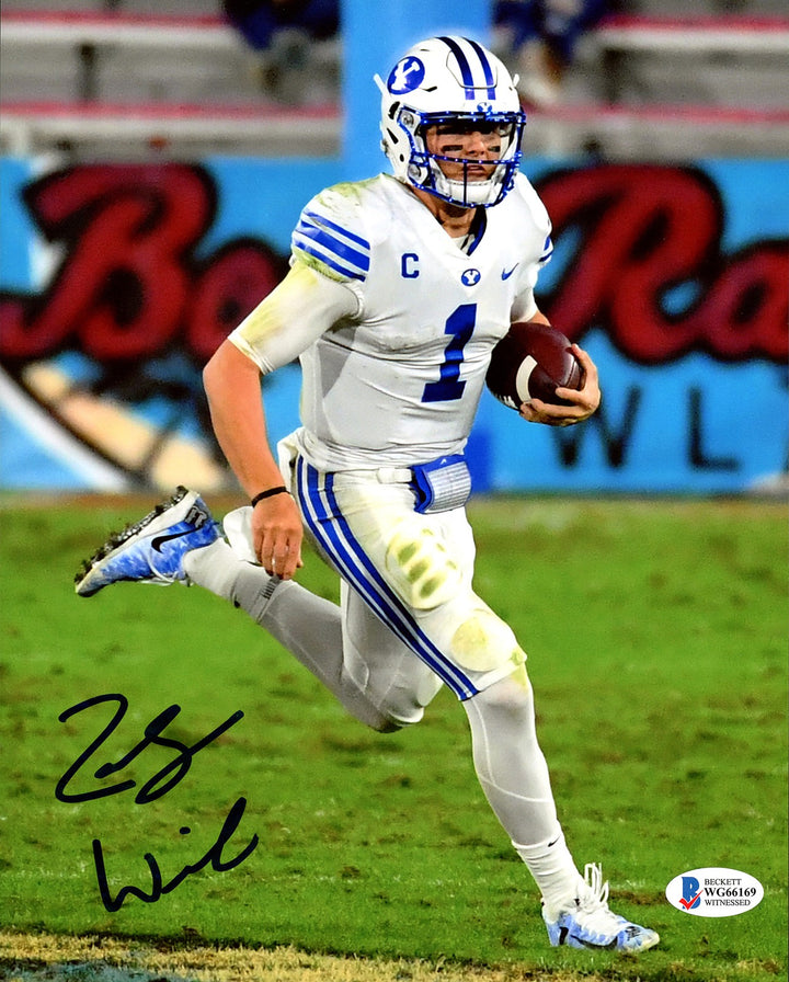 Zach Wilson Signed 8x10 Photo BYU Cougars Beckett BAS