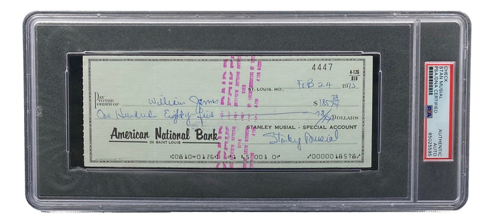 Stan Musial St. Louis Cardinals Signed  Bank Check PSA/DNA 85025595