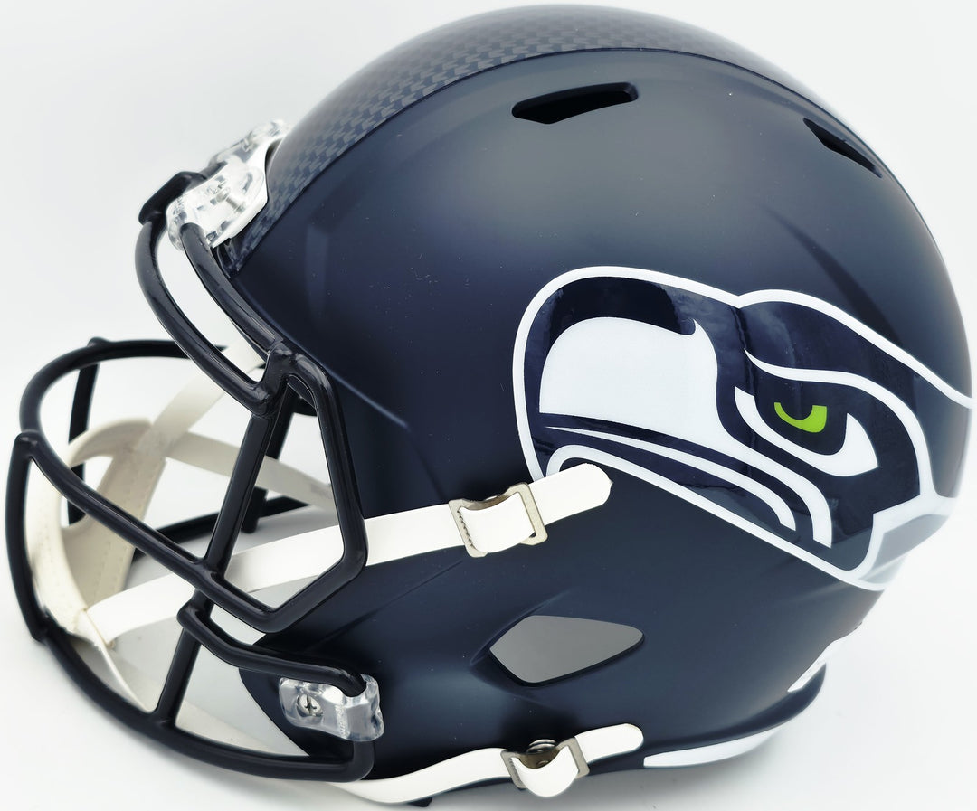 Ernest Jones IV Signed Seahawks Blue Full Sz Speed Rep Helmet MCS MCS Holo