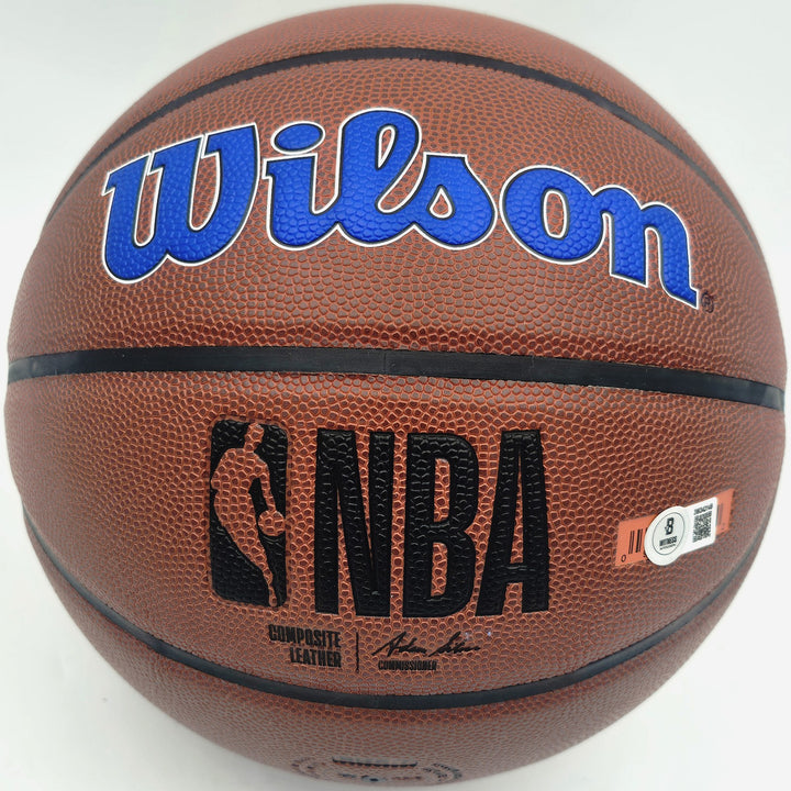 Allen Iverson Auto Composite Leather Basketball 76ers Logo (Smudged) Beckett Wit