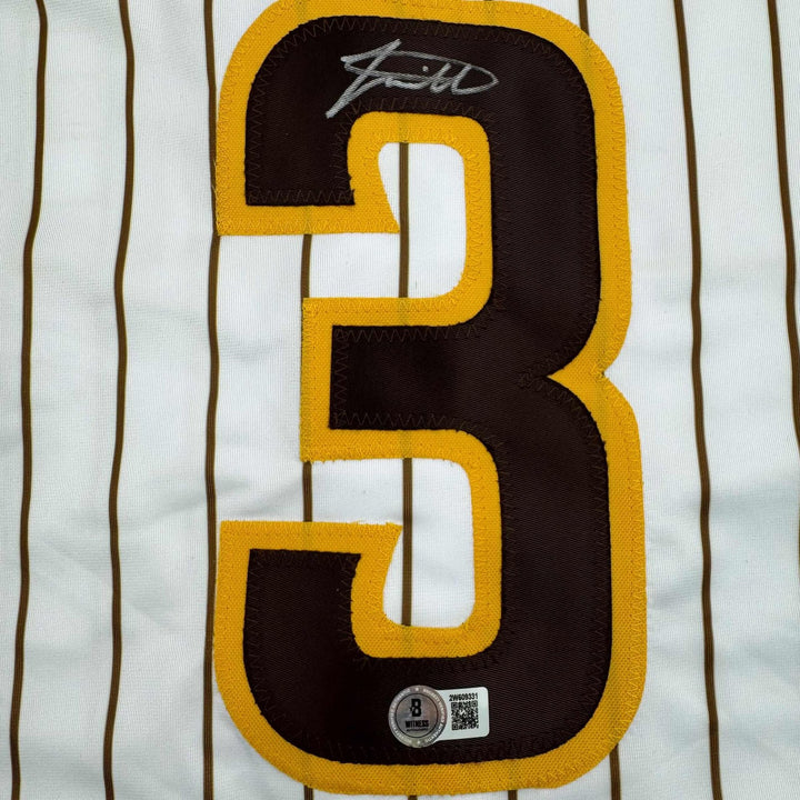 Autographed/Signed Jackson Merrill San Diego Pinstripe Jersey BAS COA