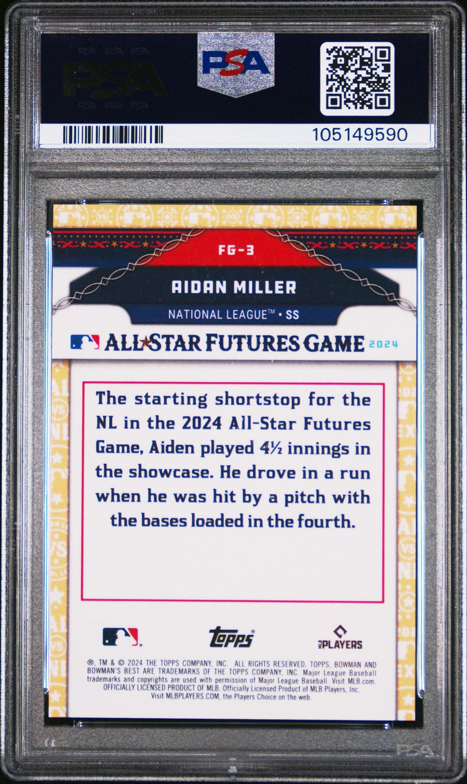 Graded 2024 Bowmans Best Aidan Miller #FG3 Futures Game RC Baseball Card PSA 10