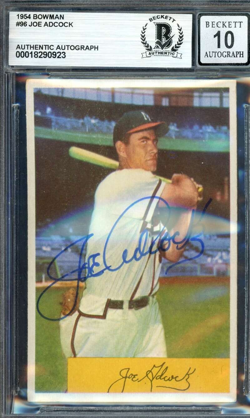 Joe Adcock Gem Mint 10 Beckett BAS Signed 1954 Bowman Autograph