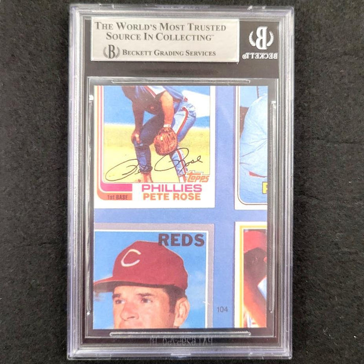 Pete Rose signed 1985 Cincinnati Reds Baseball Trading Card slab auto BAS