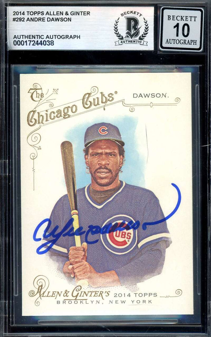 Andre Dawson Gem Mint 10 Beckett BAS Signed 2014 Topps Allen & Ginter Autograph
