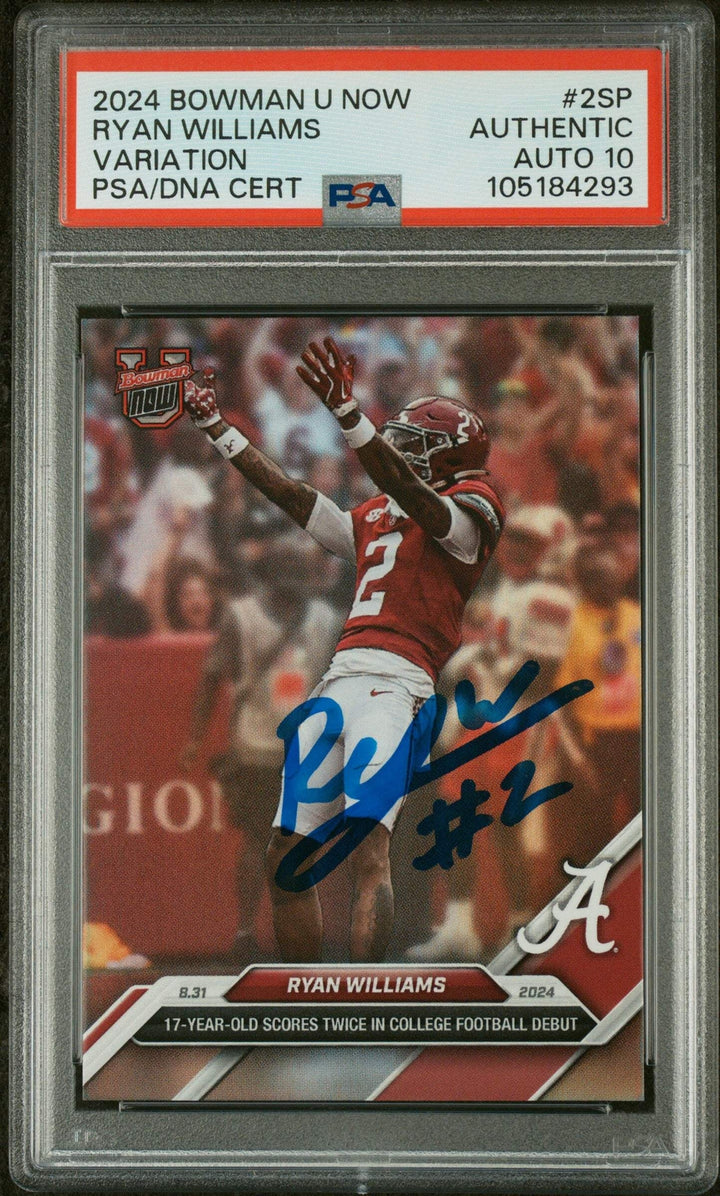 Graded 2024 Topps Bowman U Now Ryan Williams #2SP RC Football Card PSA 10 Auto