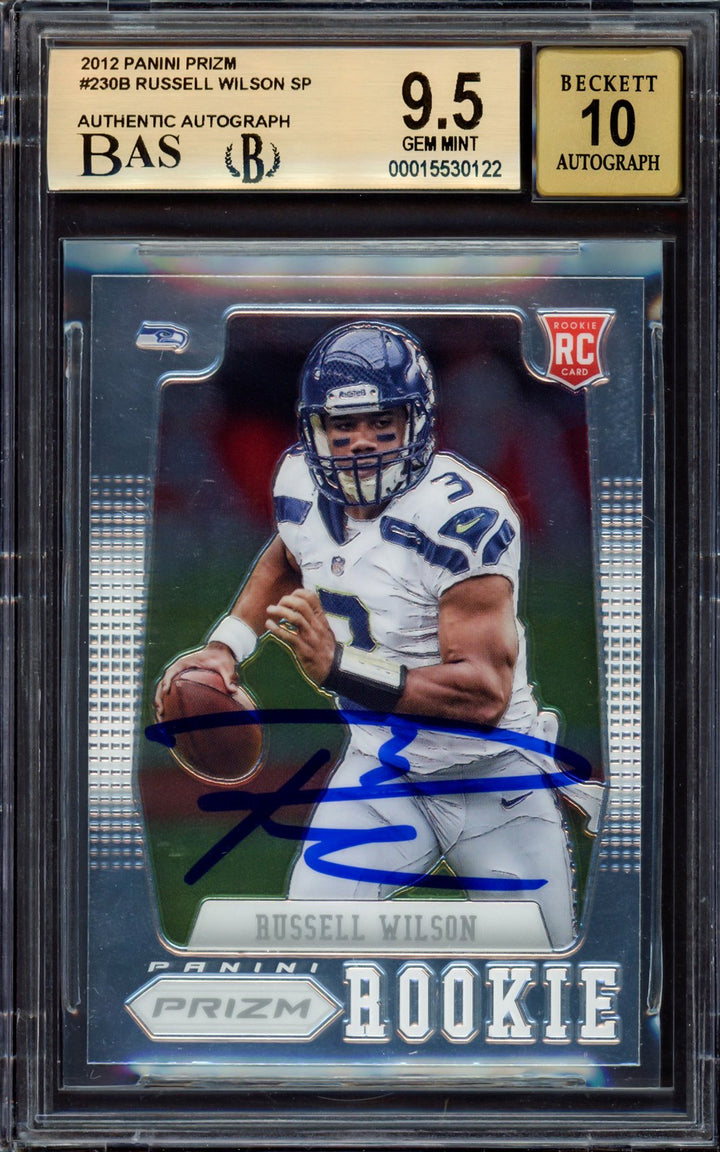 Russell Wilson Auto 2012 Panini Prizm Towel Down RC 230B BGS 9.5 Sig 10 Beckett