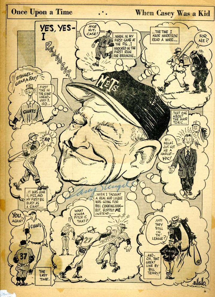Casey Stengel  JSA Cert Signed  9x12 Vintage Photo Autograph