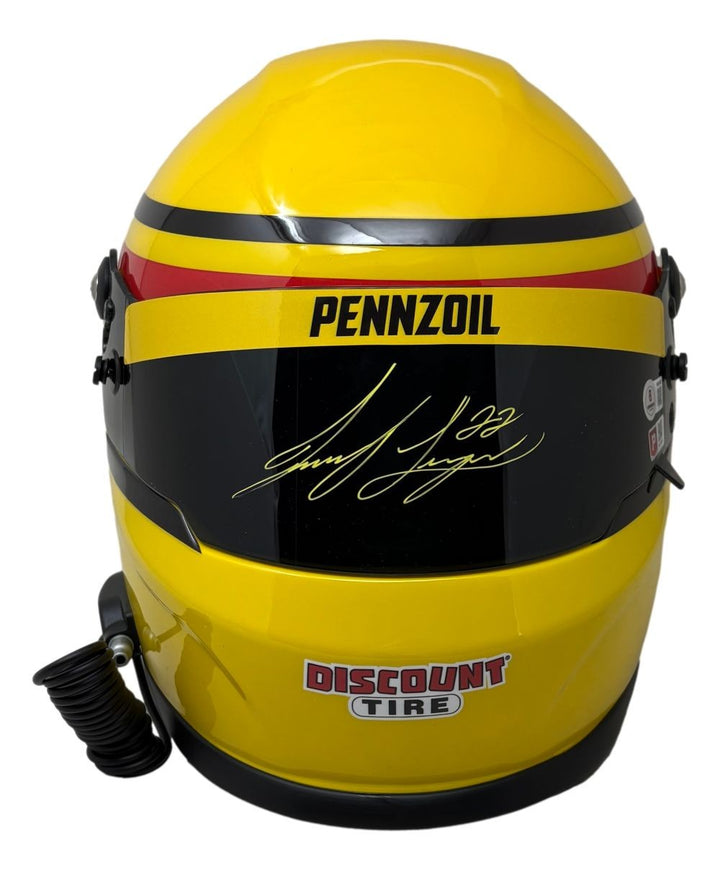Joey Logano Signed In Yellow NASCAR Pennzoil Full Size Replica Racing Helmet BAS