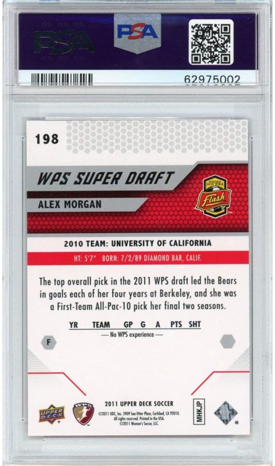 Graded 2011 Upper Deck UD MLS Alex Morgan #198 Rookie RC Soccer Card PSA 10 Gem