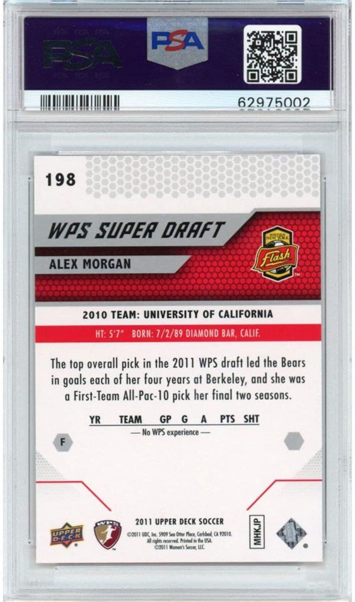 Graded 2011 Upper Deck UD MLS Alex Morgan #198 Rookie RC Soccer Card PSA 10 Gem
