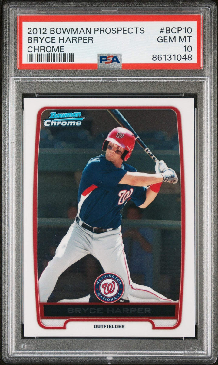 Graded 2012 Bowman Prospects Bryce Harper #BCP10 Chrome RC Baseball Card PSA 10