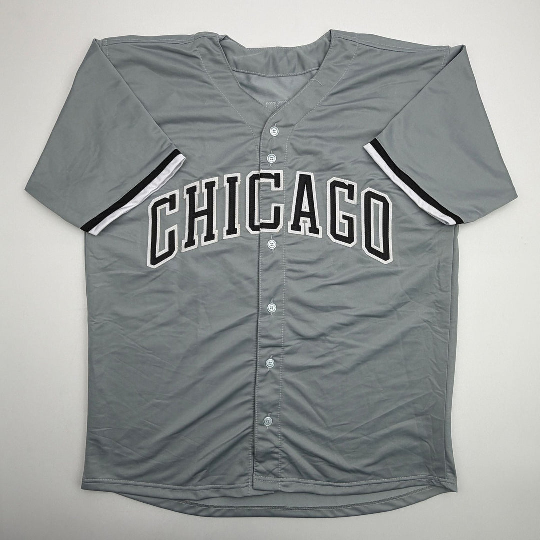Autographed/Signed Sam Antonacci Chicago Grey Baseball Jersey Beckett COA
