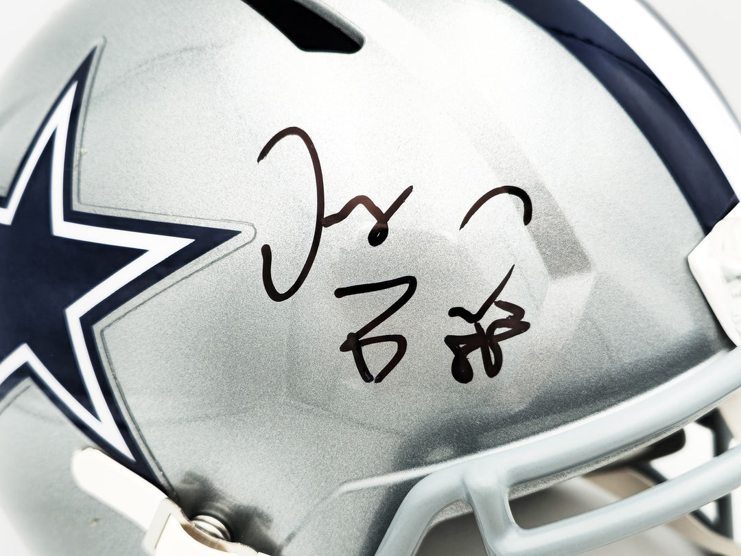 Dez Bryant Signed Cowboys Silver Full Size Speed Replica Helmet Beckett Witness