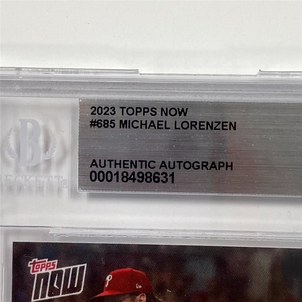Michael Lorenzen signed 2023 Topps Now No Hitter #685 card red auto Beckett BAS