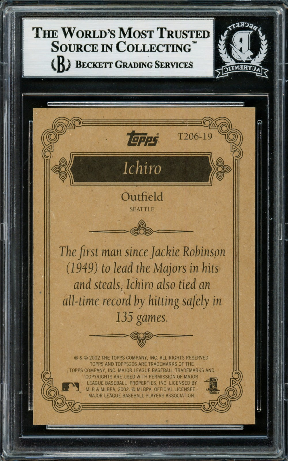 Ichiro Suzuki Signed 2002 Topps 206 Card T206-19 Seattle Mariners Beckett