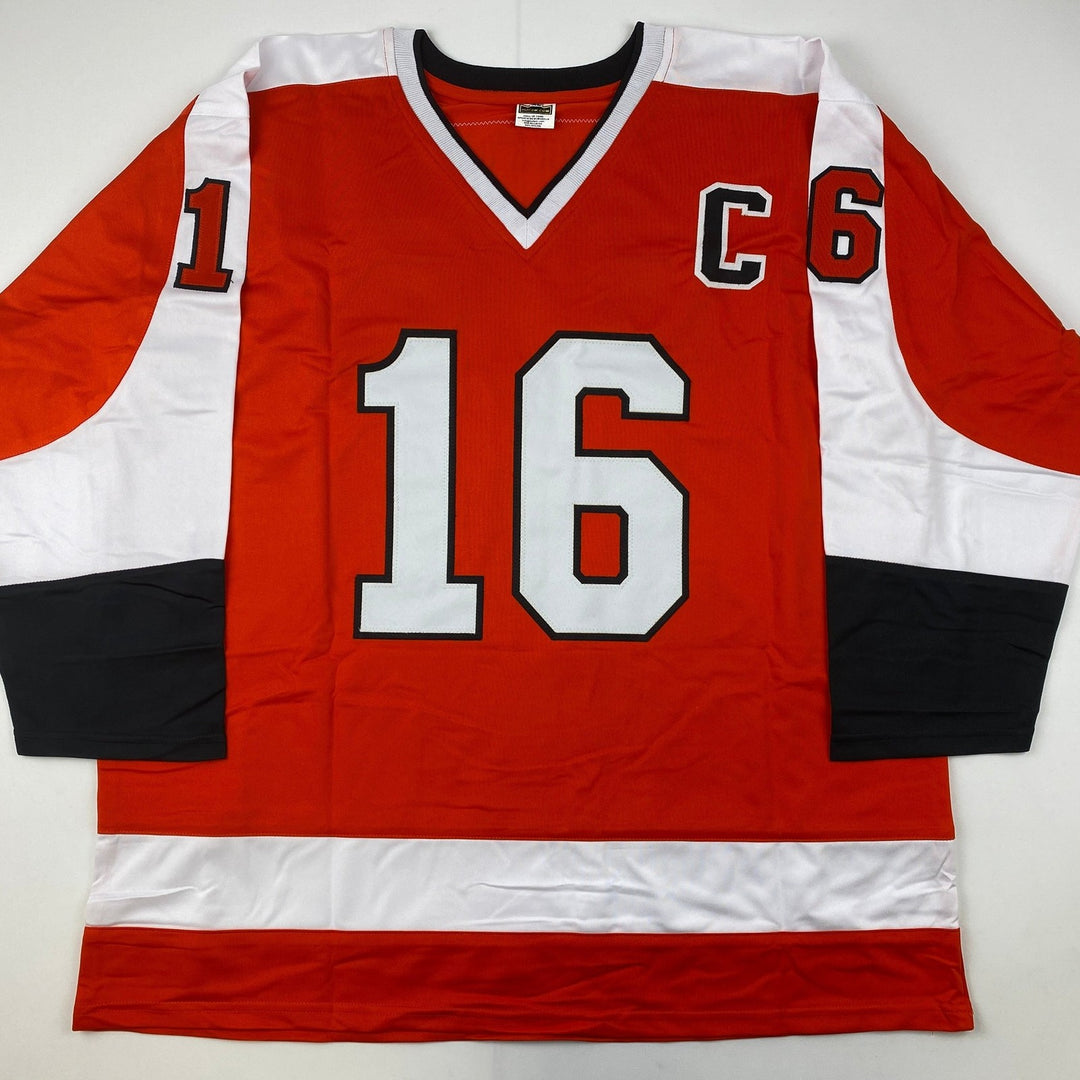 Signed LCB Line Reggie Leach Bobby Clarke Bill Barber Jersey PSA COA