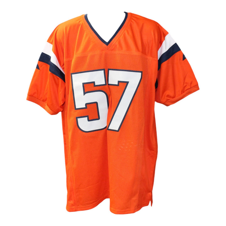 Dre Greenlaw Autographed/Signed Pro Style Orange XL Jersey Beckett 50982