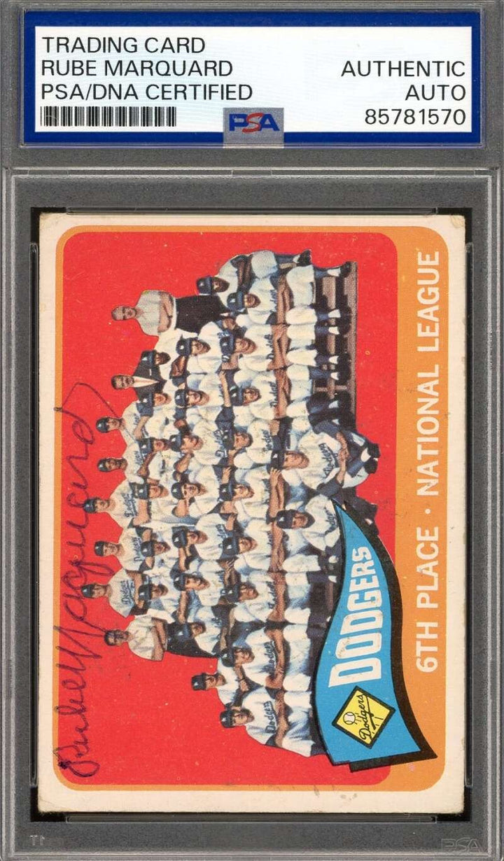 Rube Marquard PSA DNA Signed 1965 Topps Dodgers Team Autograph