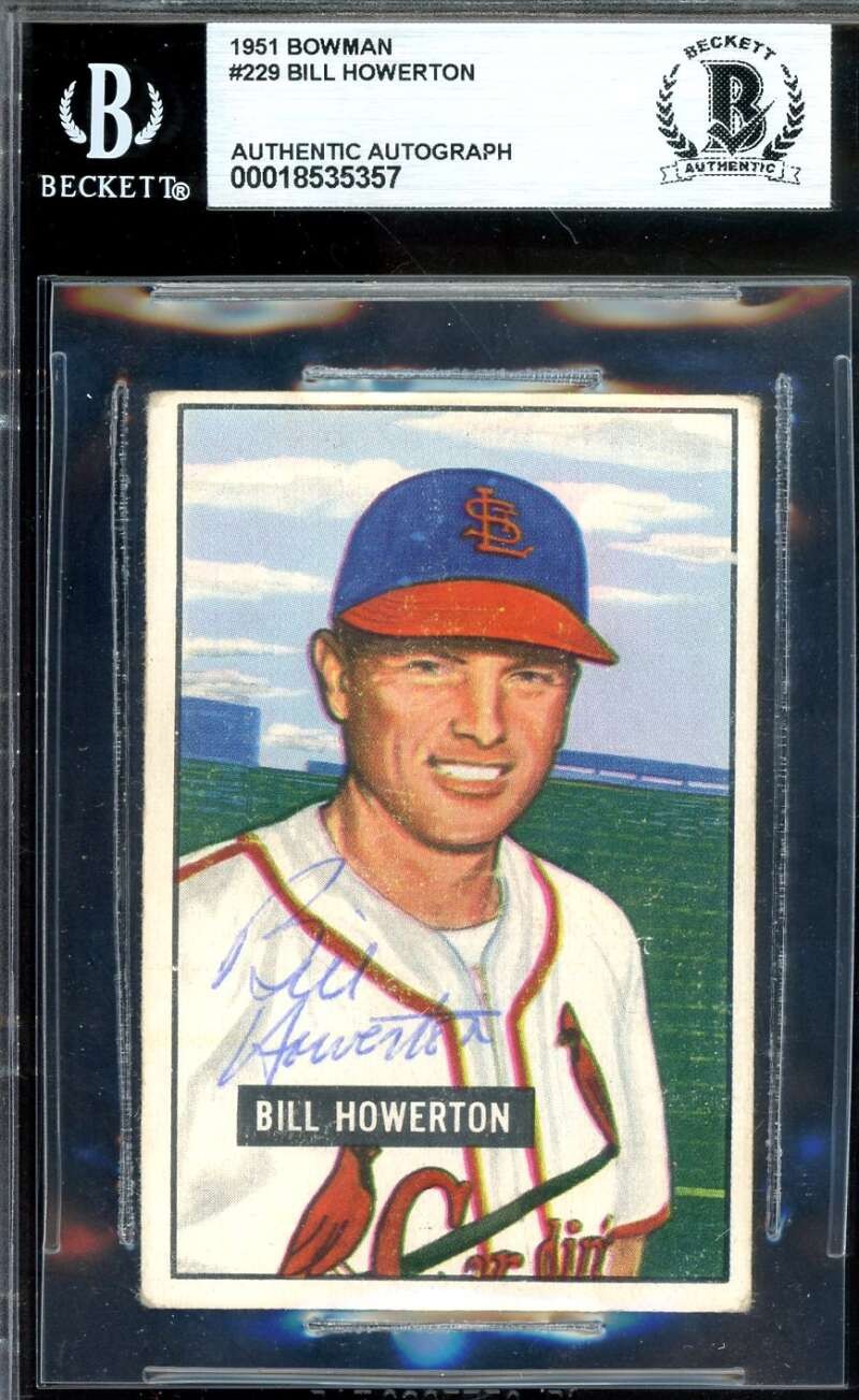 Bill Howerton Beckett BAS Signed 1951 Bowman Autograph