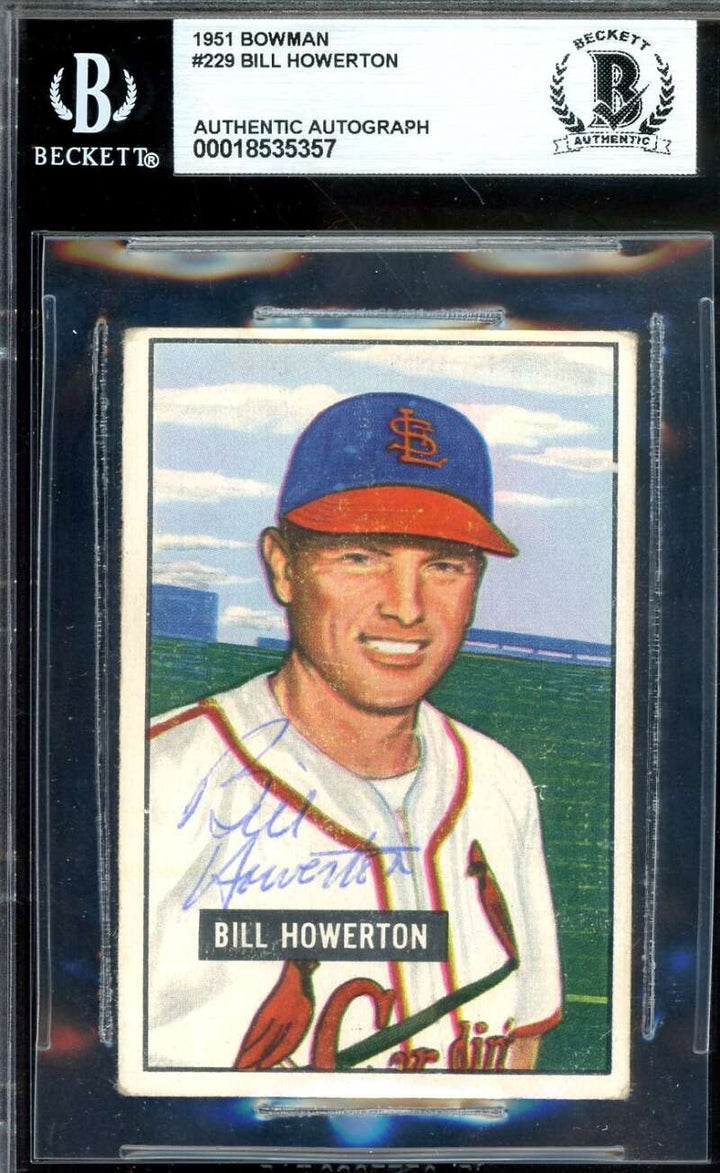 Bill Howerton Beckett BAS Signed 1951 Bowman Autograph