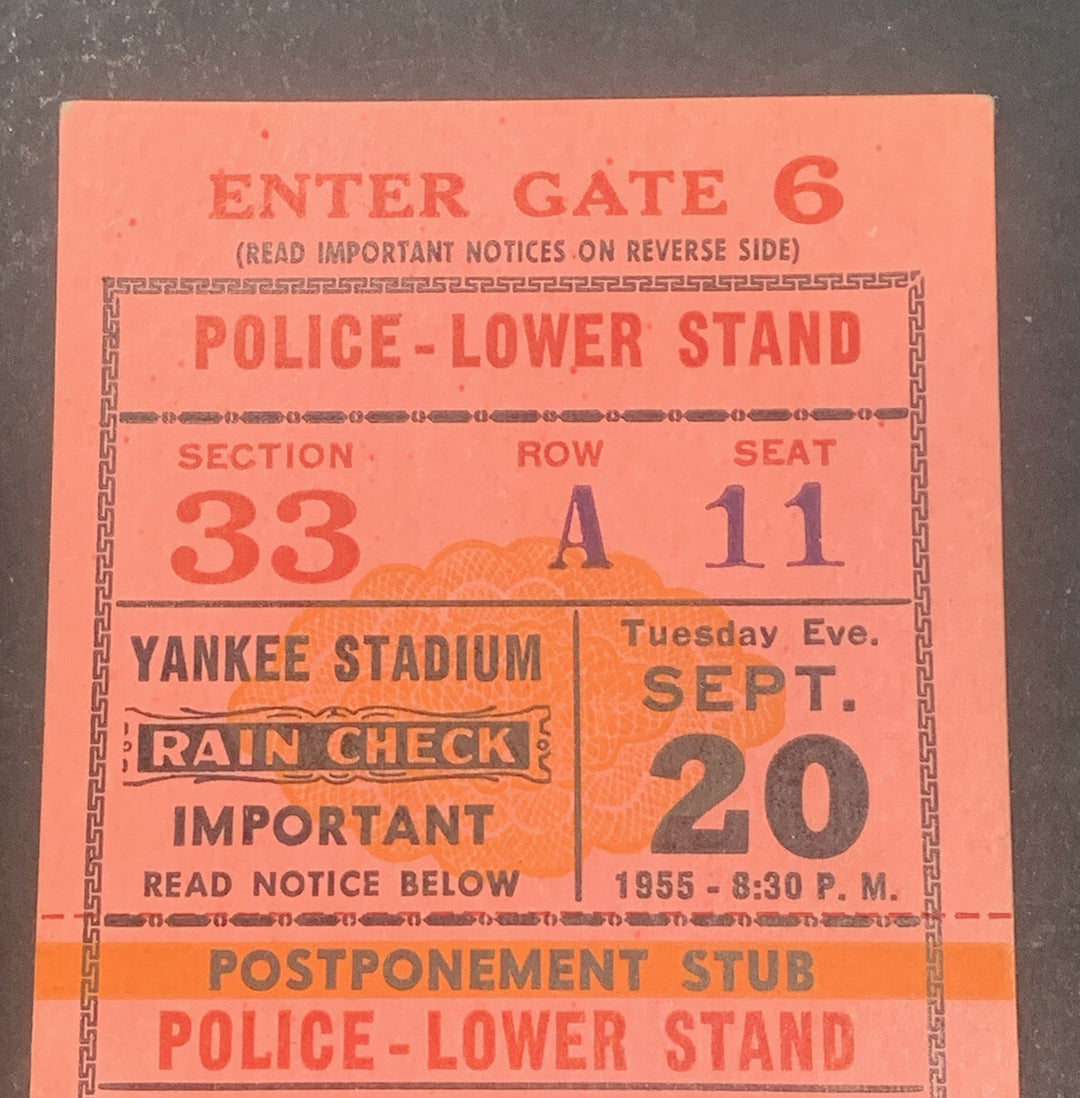 1955 Rocky Marciano Retires Last Fight Ticket Stub Original 49-0 Yankee Stadium