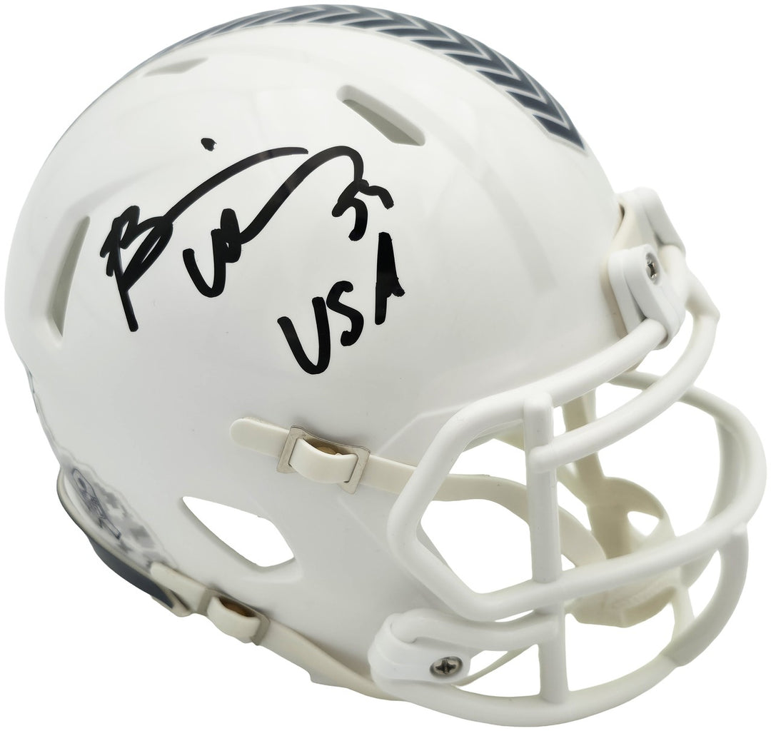 Brian Urlacher Auto Bears White Salute To Service Speed Mini Helmet USA Beckett