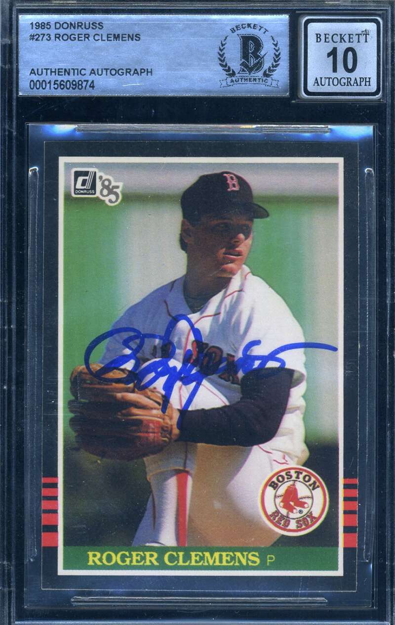 Roger Clemens Gem Mint 10 Beckett BAS Signed 1985 Donruss Rookie Autographed
