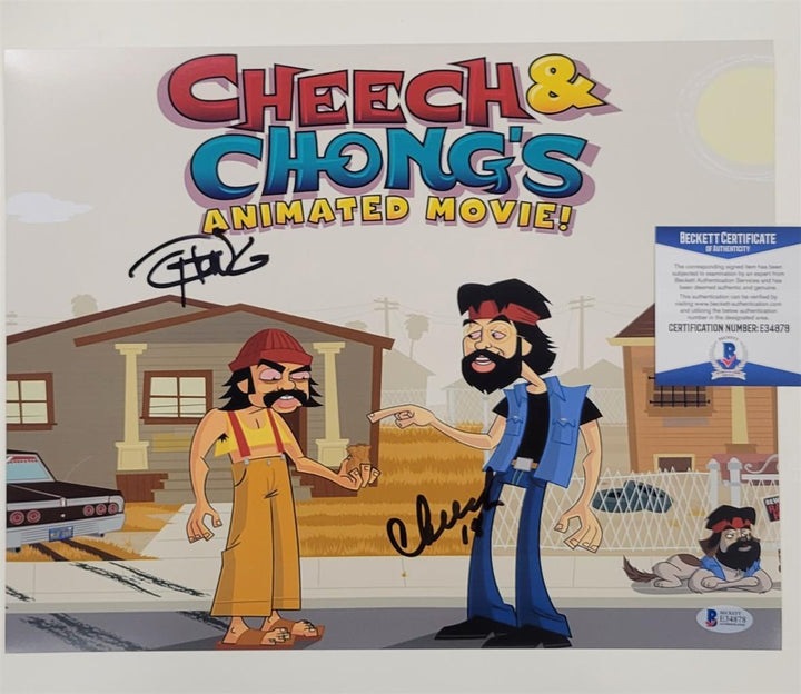 Cheech Marin and Tommy Chong signed Animated Movie 11x14 photo auto Beckett BAS