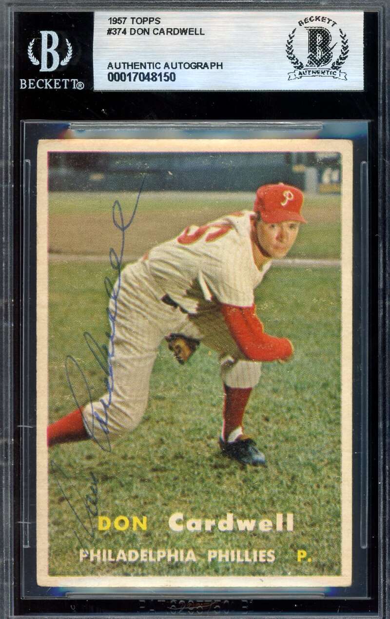 Don Cardwell Beckett BAS Signed 1957 Topps Rookie Autograph