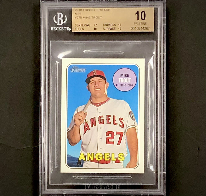 2018 Topps Heritage #275 Mike Trout Mini parallel /100 Gem Mint BGS 10 Pop 1