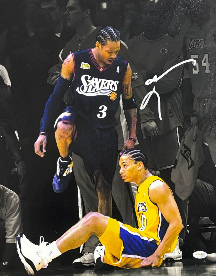 Allen Iverson Signed 16x20 Philadelphia 76ers Lue Step Over Photo JSA QR