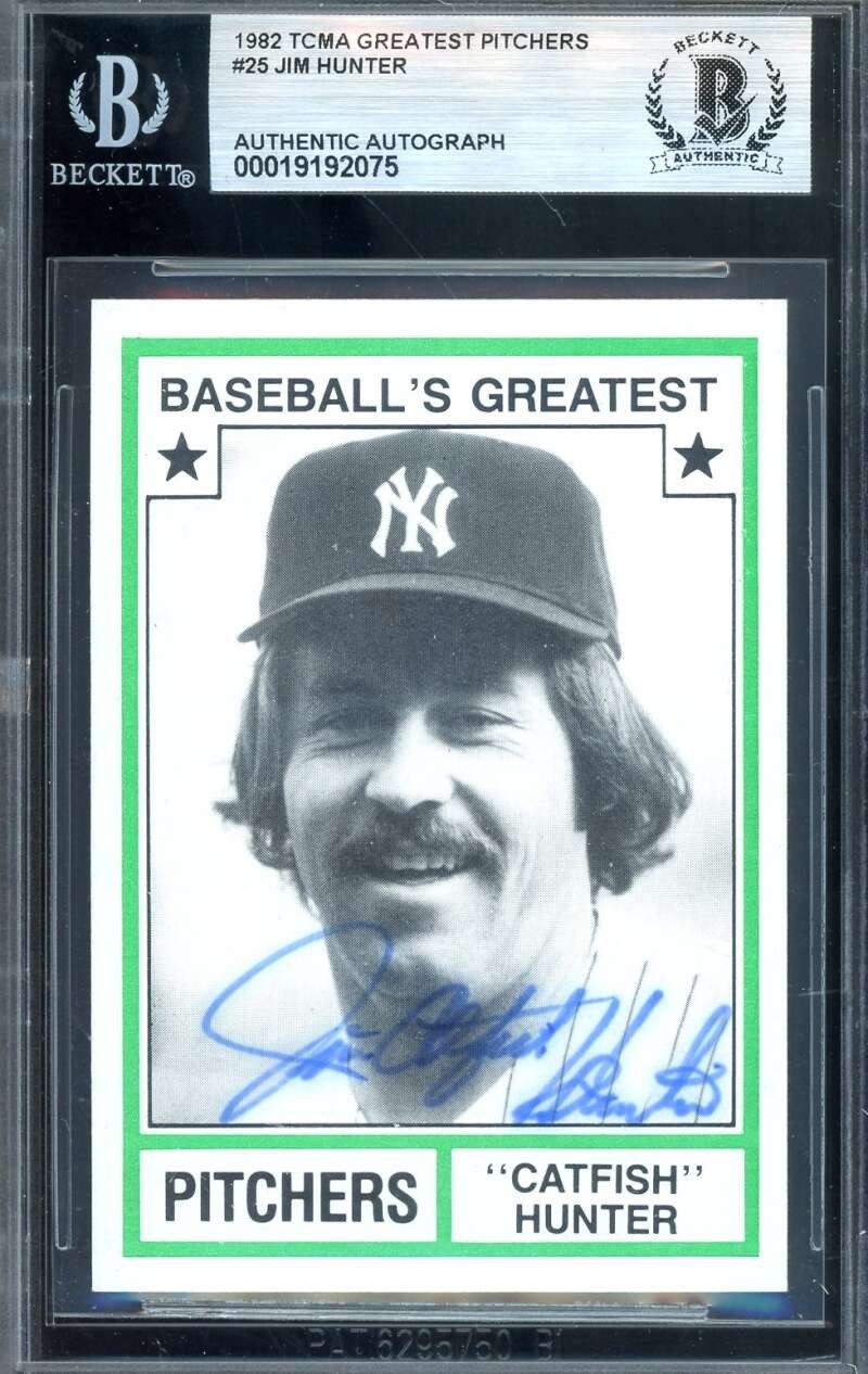 Jim Catfish Hunter Beckett BAS Signed 1982 TCMA Greatest Pitchers Autograph