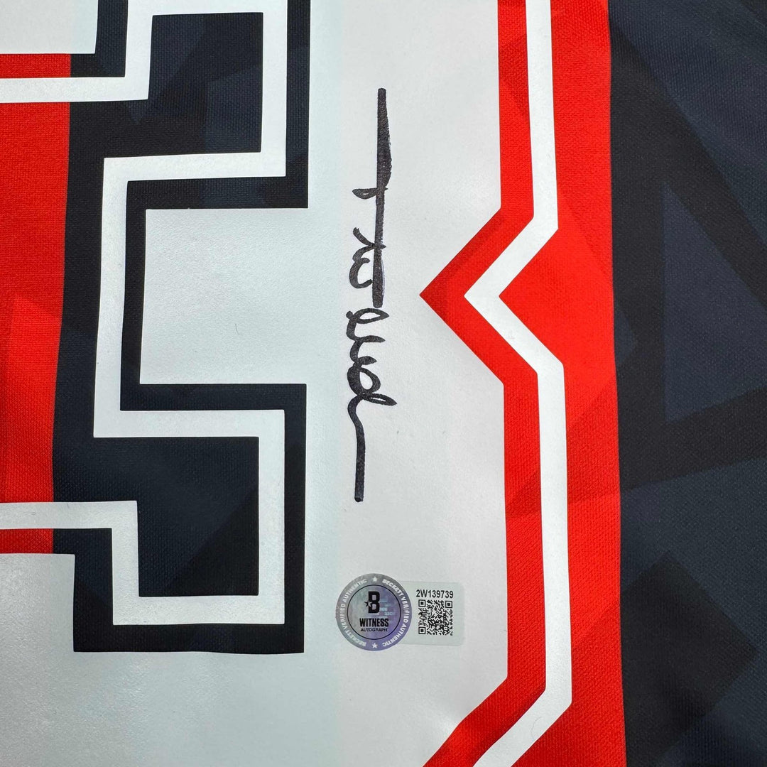 Autographed/Signed Paolo Maldini AC Milan Black/Red Jersey Beckett BAS COA